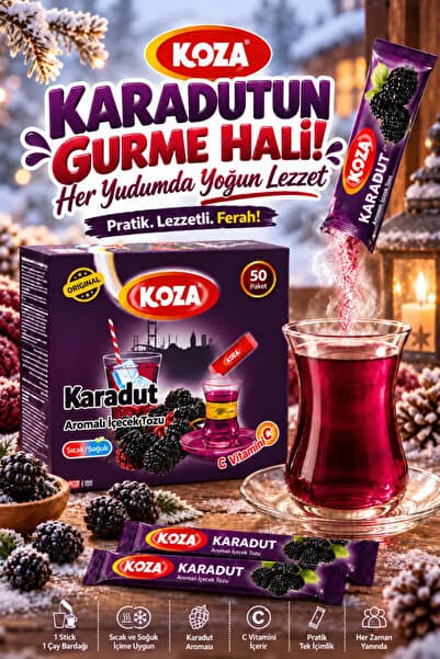 Koza Gurmelerin Seçimi C Vitaminli Karadut Oralet Çayı Zengin Aromalı Tek İçimlik Pratik Lezzet Hazır Kış Meyve Çayı Sertifikalı Kalite Güvencesi Zahmetsiz Keyif Premium Oralet Karadut Çayı - 50 Stick