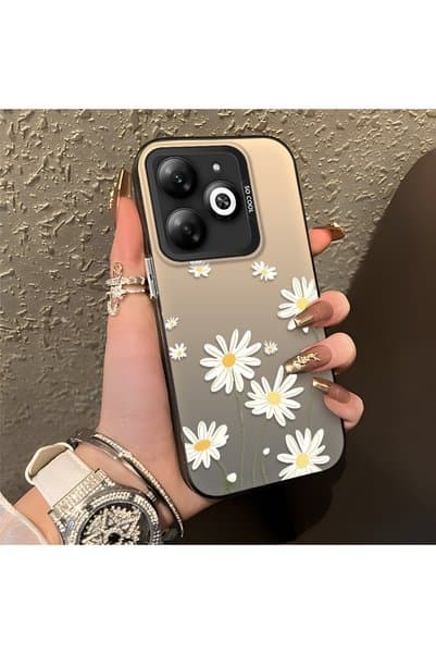 quırkshıeld Tecno Spark 20 Uyumlu Papatya Desenli Telefon Kılıfı, Darbeye Dayanıklı Silikon