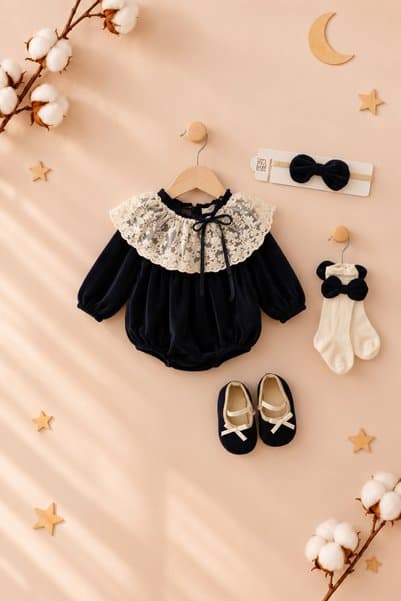 iyababy Kız Bebek Lacivert Romper 4'lü Set