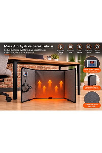 Genel Markalar Ayak ve Bacak Isıtıcısı Masa Altı Ofis Isıtıcı Katlanabilir Elektrikli Panel Isıtıcı 100W Sessiz