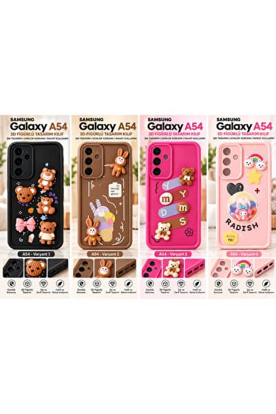 Genel Markalar Samsung Galaxy A54 Uyumlu 3D Figürlü Tasarım Silikon Kılıf Yükseltilmiş Kamera Çerçeveli