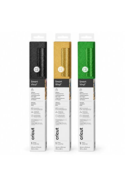 Cricut 2091549 Smart Vinil Kalıcı Işıltılı 3'lü Renk Seti 33 x 91 cm Siyah/Altın/Yeşil