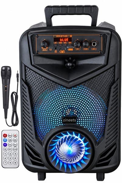 Zineets Işıklı Büyük Boy Party Box Bluetooth Hoparlör Taşınabilir Şarjlı Ses Sistemi Radyolu Karaoke BASS+
