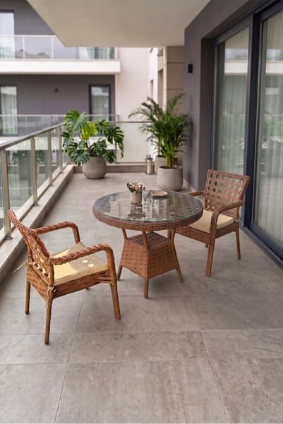 Canisa Eterna Serisi 1.Sınıf 2 Adet Tekli Cappucino Rattan Krem Minder Bahçe Balkon Takımı