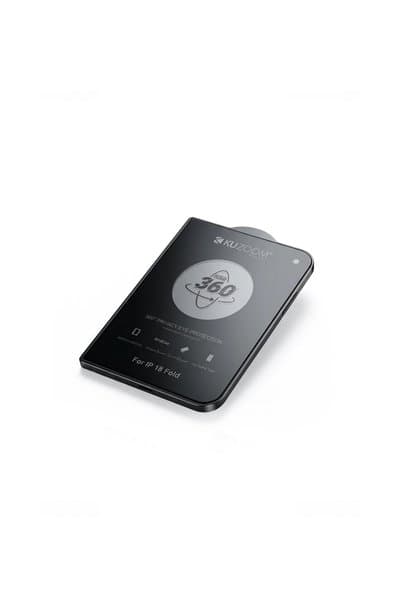 Kuzoom Full Screen iPhone Duo Katlanabilir Dış Ekran Uyumlu 360° Dört Yönlü Hayalet Ekran Koruyucu Cam Siya