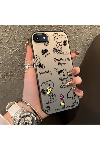 quırkshıeld iPhone 7/8/SE 2020 2022 Uyumlu Minimal Çizgi Köpek Baskılı Telefon Kılıfı Zarif Tasarım