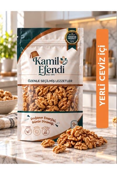 KAMİL EFENDİ 1975 Yerli Yeni Mahsül Ceviz İçi 100 gr Kabuksuz Ceviz Kuruyemiş Atıştırmalık ve Tariflik