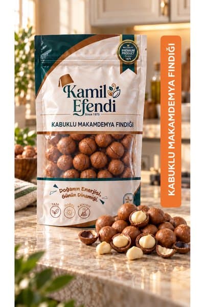 KAMİL EFENDİ 1975 Kabuklu Makademya Fındığı 200 gr Macadamia Kuruyemiş Atıştırmalık