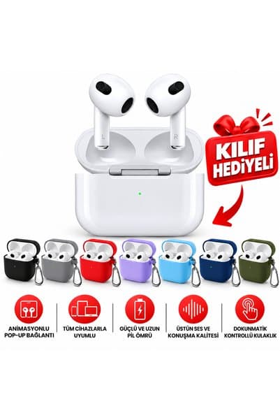 FABRON 3. Nesil Pro Ios Android Uyumlu Kablosuz Bluetooth Kulaklık Karışık Renk Kılıf Hediyeli