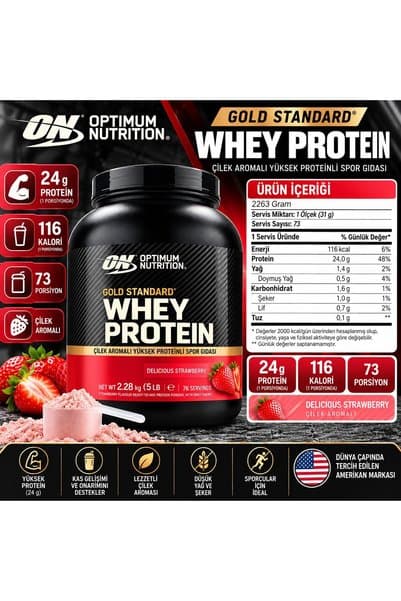 Optimum Nutrition Gold Standard Whey Protein Tozu 2263 Gr - Strawberry