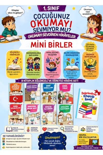 Ata Yayıncılık 1.Sınıflar İçin Okumayı Sevdiren Öğretmen Tavsiyeli 8'li Hikaye Seti