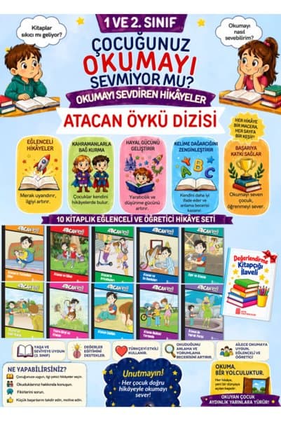 Ata Yayıncılık 2.Sınıflar İçin Öğretmen Tavsiyeli Kolay Okutan 10'lu Hikaye Seti
