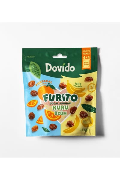 Dovido Multi Furito - Doğal Muz&Portakal Aromalı Kuru Üzüm - 112 gr. (8 adet * 14 gr.)