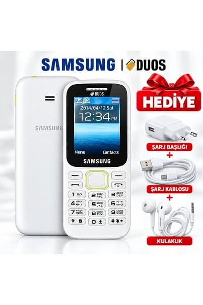 Samsun 📱 Duos Tuşlu Cep Telefonu Beyaz Çift Sim Kartlı – Şarj Başlığı Şarj Kablosu Ve Kulaklık Hediye