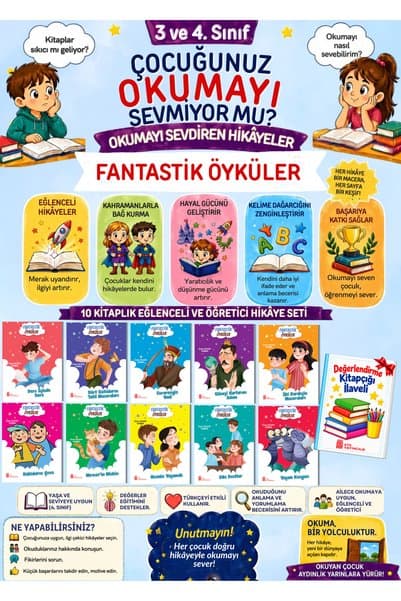 Ata Yayıncılık 4.Sınıflar İçin En Çok Okutan Tam 10'lu Hikaye Seti