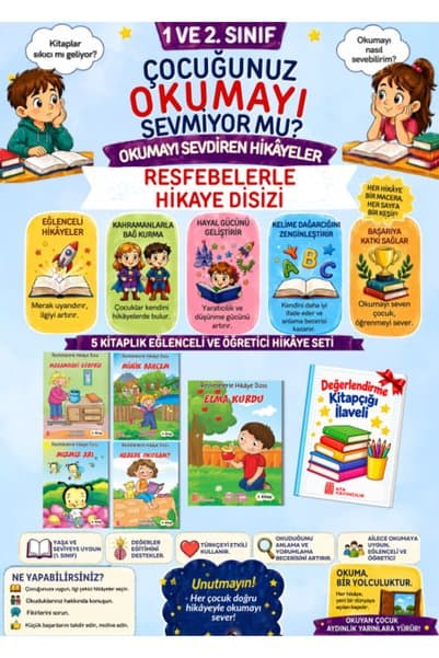 Ata Yayıncılık 1.Sınıflar İçin Okumayı Sevdiren Öğretmen Onaylı 5'li Hikaye Seti