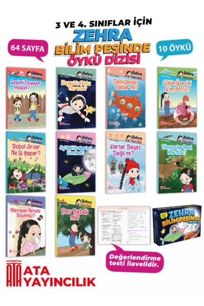 Ata Yayıncılık 3 ve 4. Sınıflar İçin Zehra Bilim Peşinde 10 Kitaplık Kutulu Hikaye Kitabı Seti - Okumayı Sevdiren -