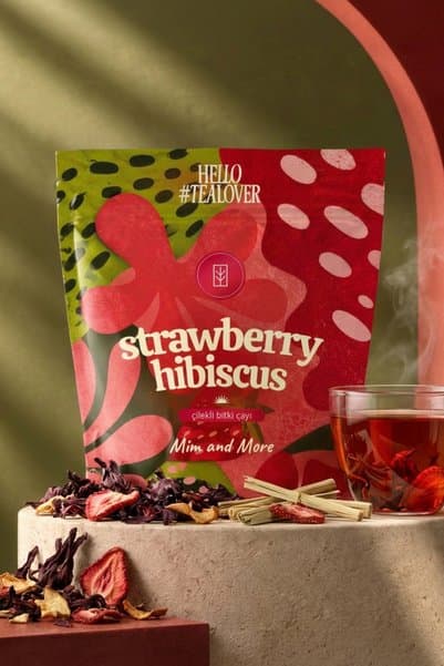 Mim and More Strawberry Hibiscus Tea - Çilekli Hibiskus Bitki Çayı Doypack 40 g