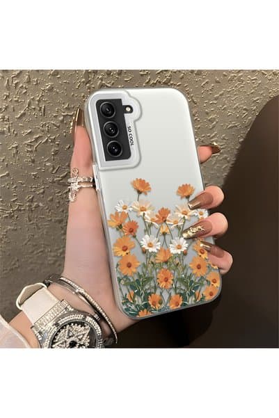 quırkshıeld Samsung Galaxy S21 FE Uyumlu Güneşli Papatya Grubu Kılıf, Darbe Koruması, Trend