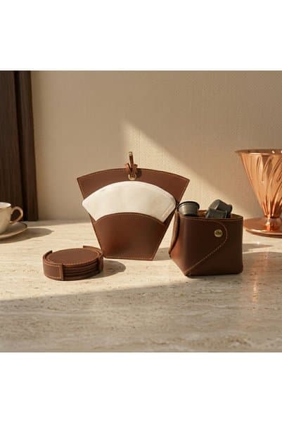 SAVYHOME El Yapımı Hakiki Deri Kahve Organizer