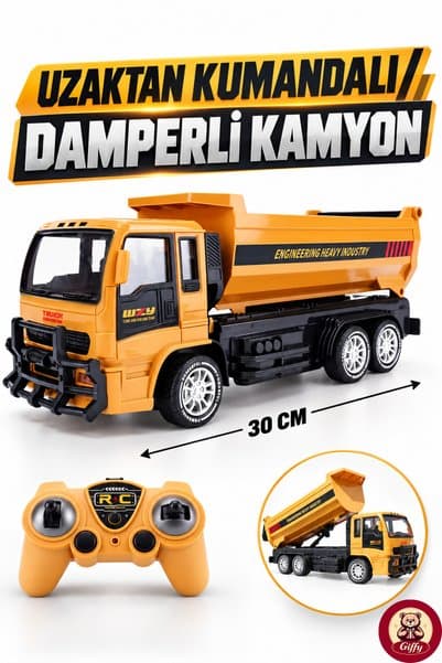 giffy Oyuncak Uzaktan Kumandalı Şarjlı Hafriyat Kamyonu 2.4 GHz Full Fonksiyon Kasası Kalkıp İnen