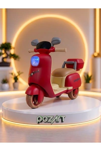 POZART Wespina 3Tekerli Akülü Çocuk Motoru Müzik Çalarlı Uzaktan Kumandalı 50kilo Kapasite 1-6 Yaş Uygun