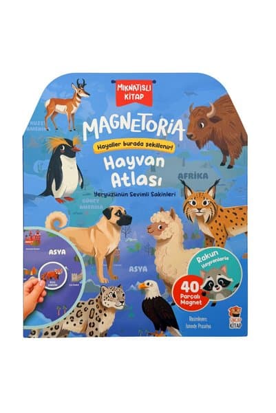 Sincap Kitap Mıknatıslı Hayvan Atlası – Magnetoria Serisi 3-6 Yaş 40 Parça Manyetik Etkinlik Kitabı, Okul Öncesi