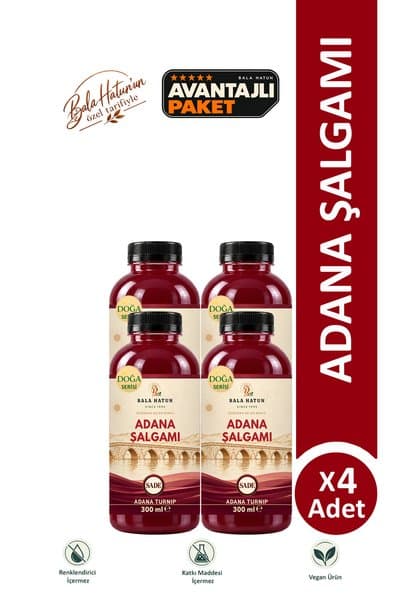 BALA HATUN Adana Şalgamı 300ml Sade - Doğal Fermantasyon (4'lü)