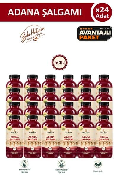 BALA HATUN Adana Şalgamı 300ml Acılı - Doğal Fermantasyon (24'lü)