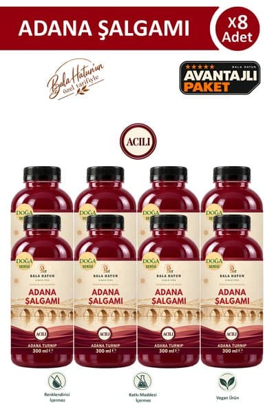 BALA HATUN Adana Şalgamı 300ml Acılı - Doğal Fermantasyon (8'li)