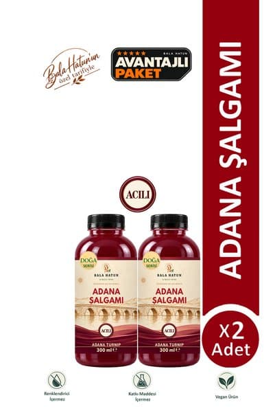 BALA HATUN Adana Şalgamı 300ml Acılı - Doğal Fermantasyon (2'li)