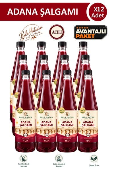 BALA HATUN Adana Şalgamı 1 LT Acılı - Doğal Fermantasyon (12'li)