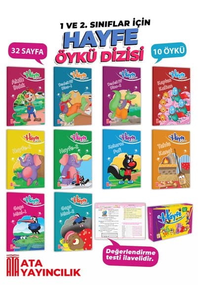 Ata Yayıncılık 1 ve 2. Sınıflar İçin Hayfe 10 Kitaplık Kutulu Hikaye Kitabı Seti - İlk Okumayı Sevdiren - Değerlend
