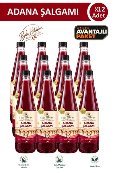 BALA HATUN Adana Şalgamı 1 LT Sade - Doğal Fermantasyon (12'li)