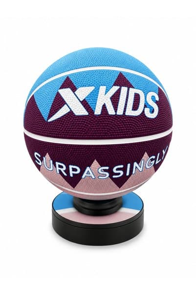 PRIME SPORTS XKIDS 5 Numara Basketbol Topu Çocuk Mavi Bordo Desenli
