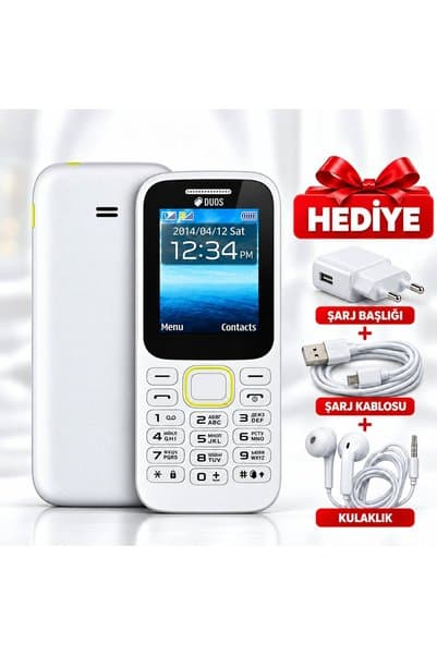 Samsun 📱 Duos Tuşlu Cep Telefonu Beyaz Çift Sim Kartlı – Şarj Başlığı Şarj Kablosu Ve Kulaklık Hediye