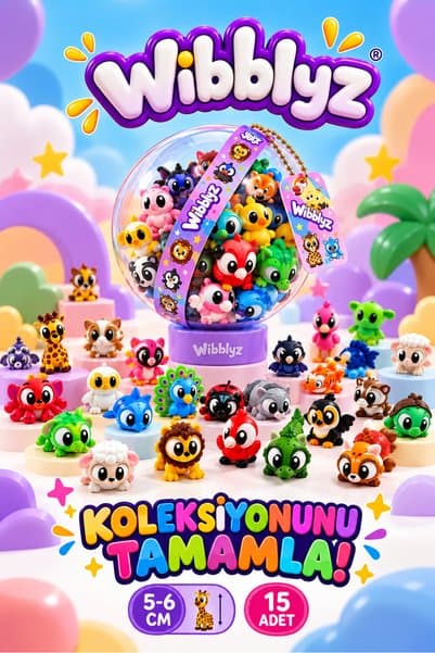 Wibblyz | 15'li Hareketli Hayvan Figürleri Seti – 3D Baskı Sevimli Mini Hayvanlar