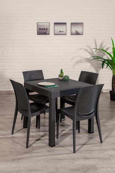 MOBETTO Home Rattan 4 Kişilik Bahçe Balkon Masa Takımı, Rattan Masa Seti ( CAMSIZ )