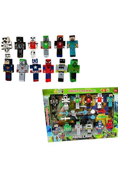 Minecraft 12'li Süper Kahraman Oyuncak Figürleri 23 Parça Lego Yapı Oyuncak Figür