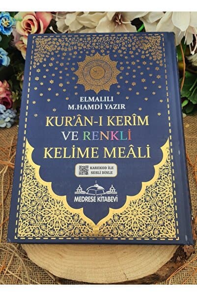 Medrese Yayınları Kuranı Kerim 8 Özellikli Türkçe Satırarası Kelime Meali Rahle Boy 20x28 Lacivert Renk Sesli Dinleme