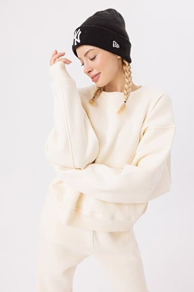 gothamvibes Kadın Vibe Oversize Krem Sweatshirt