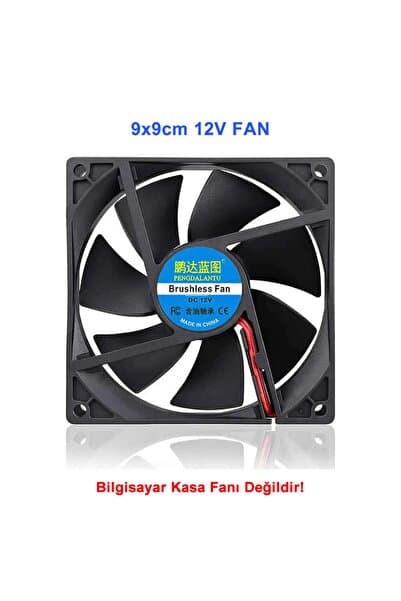 ROBİZ Dc 12v Fan 90x90mm 9025 3200rpm 9x9cm Sessiz 2 Pin Fırçasız Soğutma Kuluçka