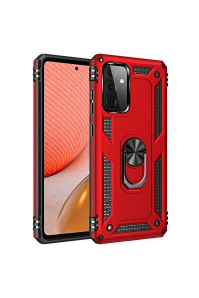 Rivor Samsung Galaxy A72 Uyumlu Kılıf Military Armour Yüzüklü Standlı Koruyucu Kapak