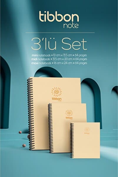 Tibbon Note Defter Spiralli 3 Lü Set Sarı 56