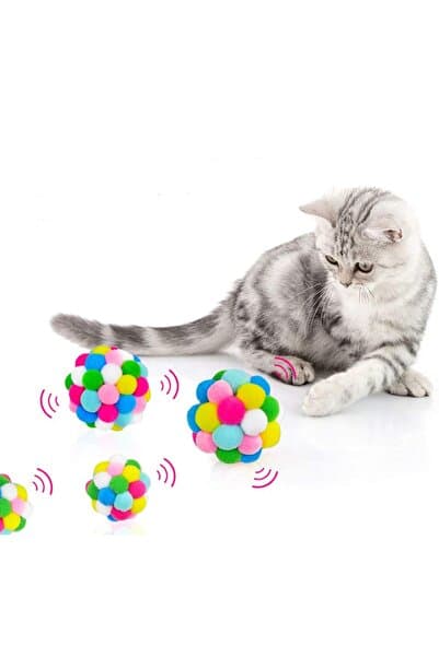 MAROKEN Kedi Oyun Topu Ponponlu Ve Kendinden Sesli Kedi Egzersiz Oyuncağı Evcil Hayvan Hareket Için Oyuncak