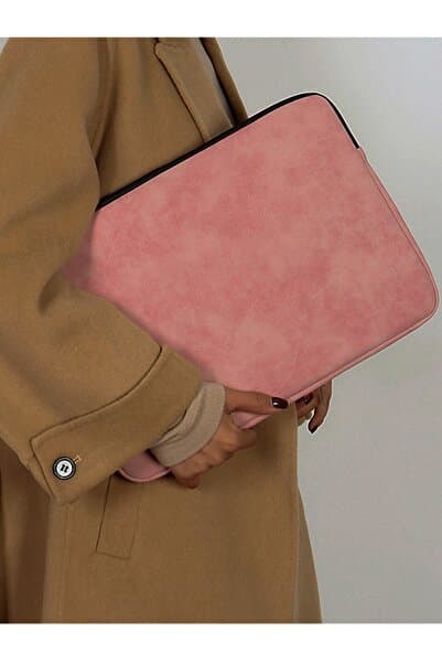 Pudra Unisex 13-14-15.6 Inç Uyumlu Macbook Kılıf Notebook Laptop Çantası