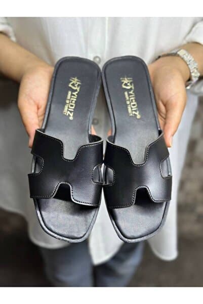 YILDIZ SHOES Kadın Terlik Yazlık Günlük Terlik Deniz Plaj Çeyiz Misafir ev terliği SİYAH