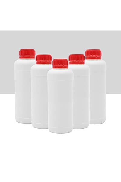Sevgift Plastik Numune Saklama Şişesi 1000 ml Kırmızı Kapaklı- 5 Adet (KİMYASALA DAYANIKLI)