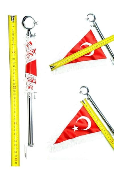 MOTOLİNAS Flama Türk Bayrak Direği Beyaz Püsküllü Ay Yıldız Plastik - Motosiklet