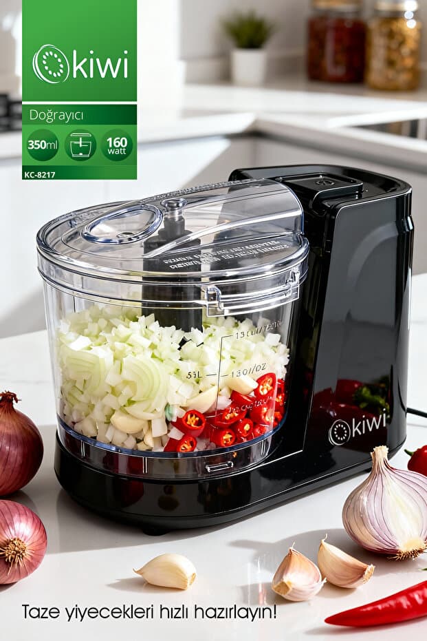 Kiwi KC-8217 Mini Gıda Doğrayıcı | 350 ml Kapasiteli & Paslanmaz Çelik Bıçaklı - Fiyatı